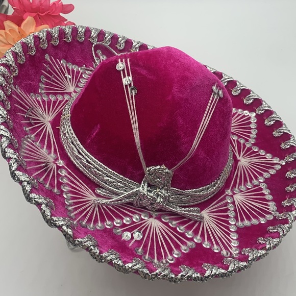 Salazar Yepez Pink Silver Sombrero Hat Made in Mexico HT6832 - Picture 2 of 14